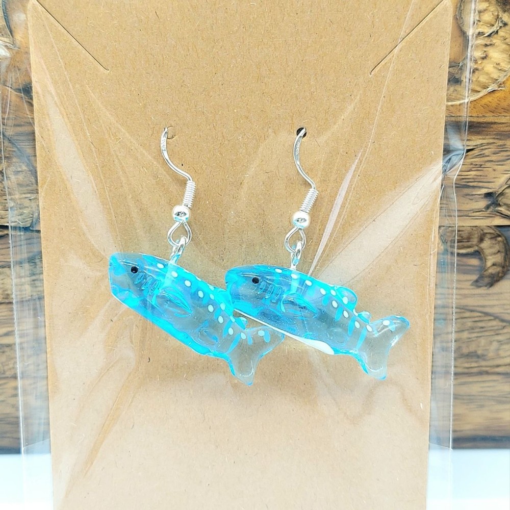 3D Blue Whale Earrings